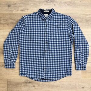 L.L.Bean Men's Blue Gingham Plaid Flannel Lined Button Up Shirt L-Reg‎ Fitted